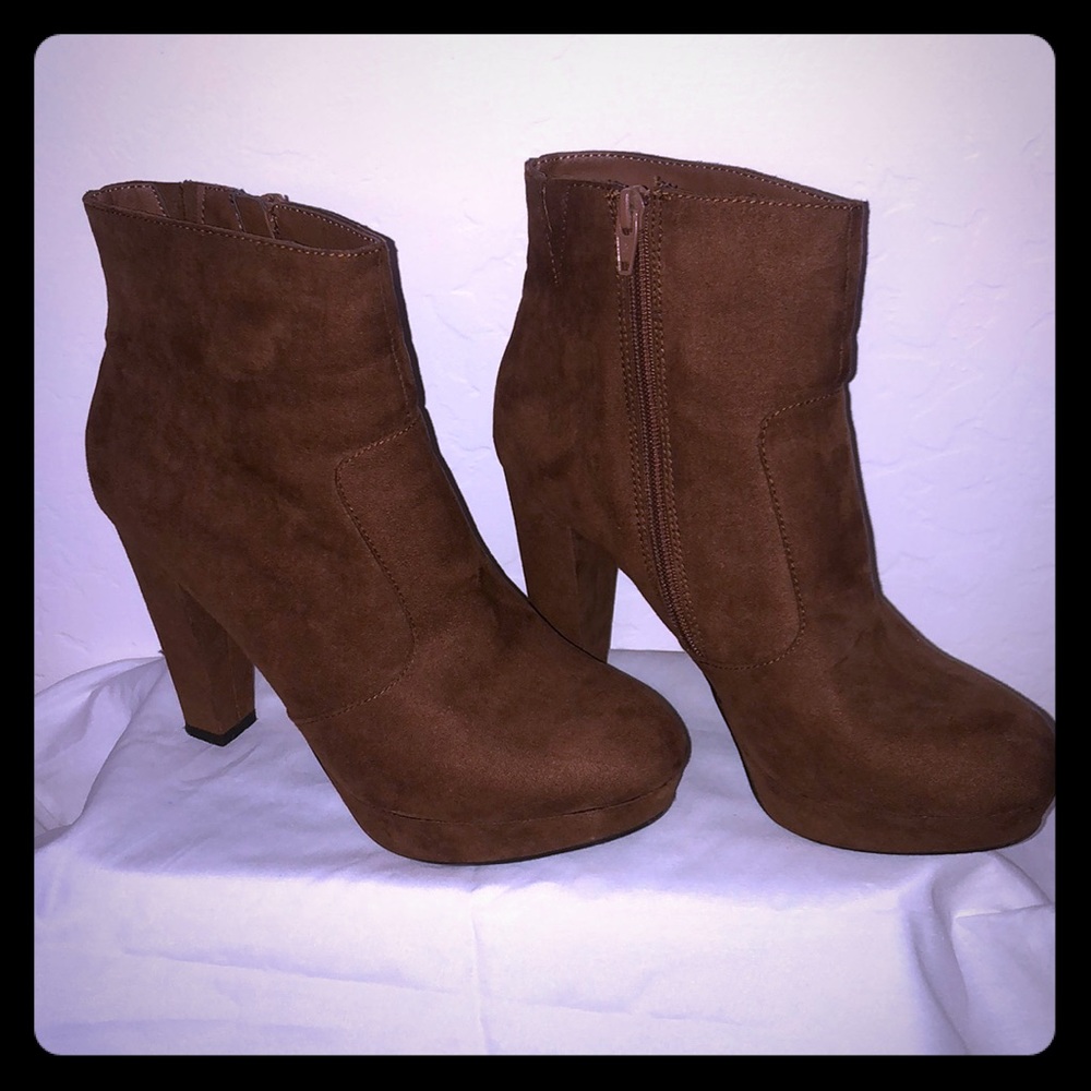Brown Faux Suede Ankle Boots